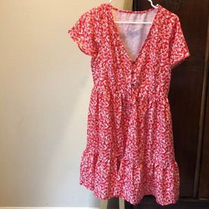 Red floral summer dress